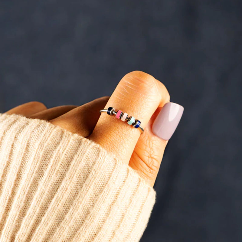 Enamel bead fidget ring