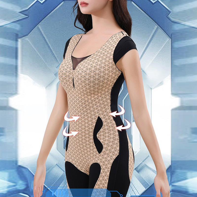 Short sleeve fat-burning body shapewear