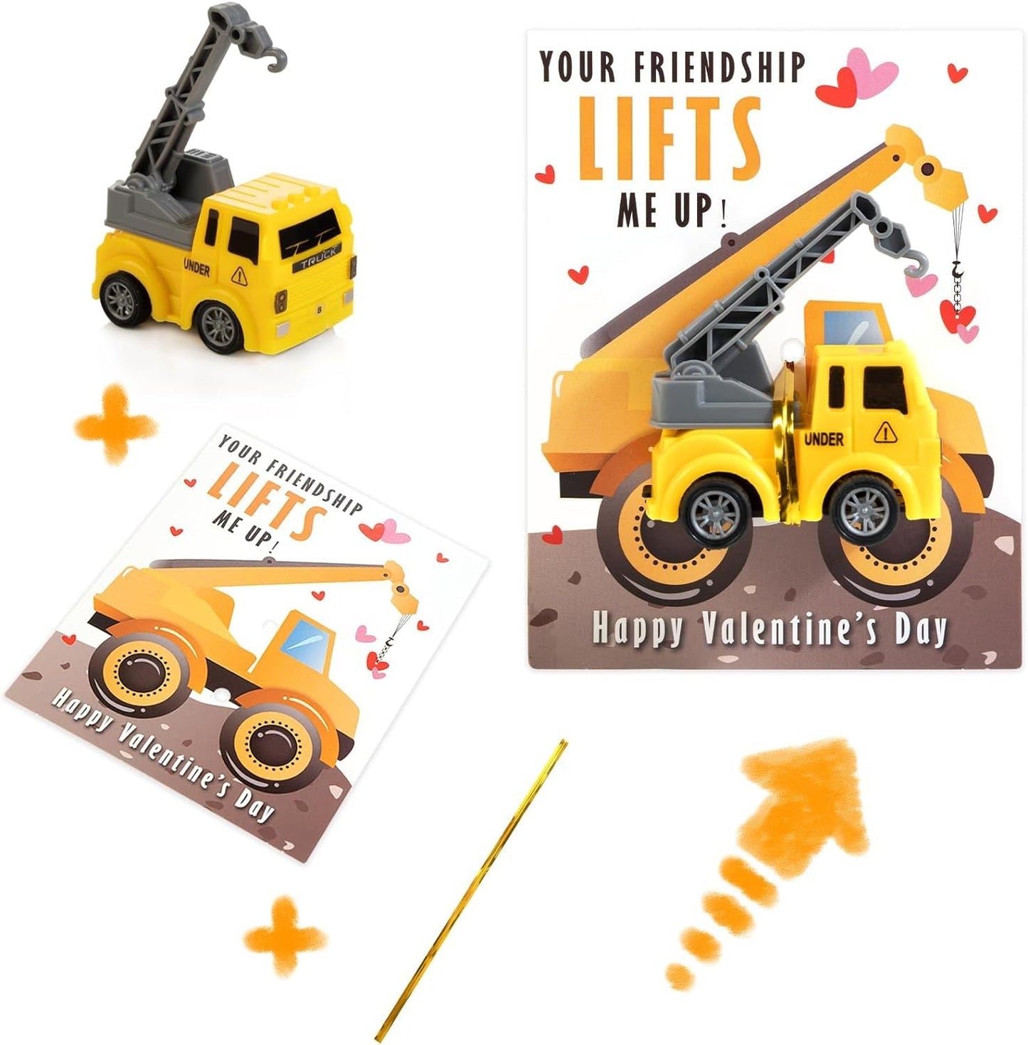 24PCs Construction Vehicles Toys Card-Exchange Valentines Day gift