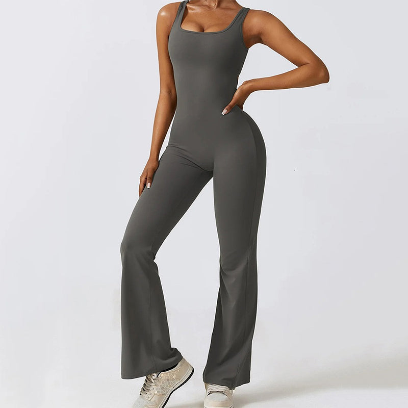 Tight One-piece Yoga Wear V-Back Jumpsuit