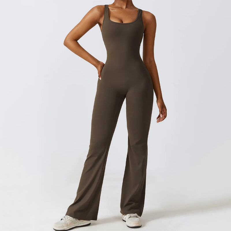 Tight One-piece Yoga Wear V-Back Jumpsuit