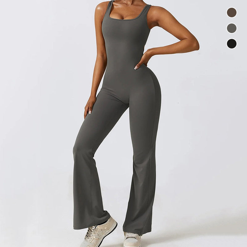 Tight One-piece Yoga Wear V-Back Jumpsuit